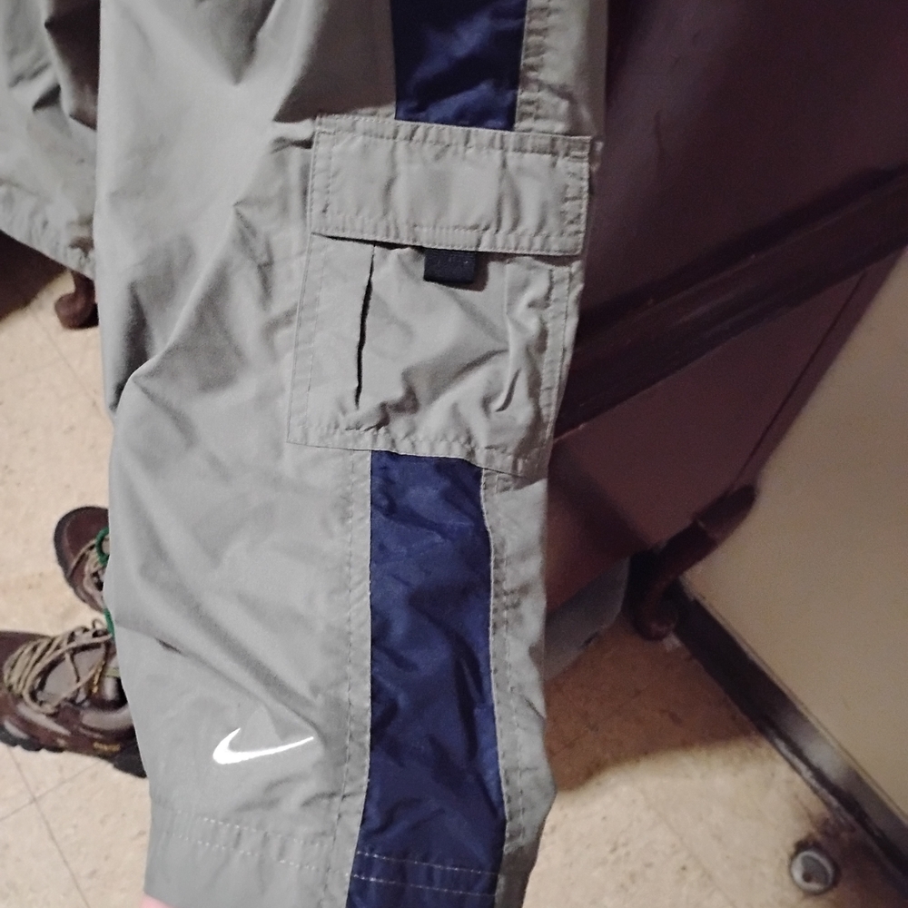 Nike Gray and Blue Track Pants with Navy Accents